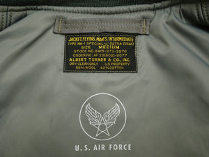 TOYS McCOY Men's MA-1 Flight Jacket, ALBERT TURNER MIL-J-8279A Reproduction, Nylon Twill Shell, Wool Pile Interlining, Made in Japan (TMJ2640, Sage)