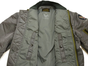 TOYS McCOY Men's MA-1 Flight Jacket, ALBERT TURNER MIL-J-8279A Reproduction, Nylon Twill Shell, Wool Pile Interlining, Made in Japan (TMJ2640, Sage)