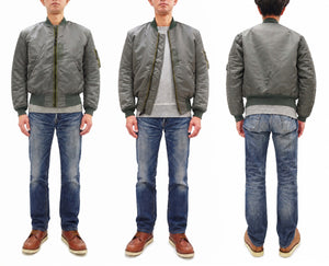 TOYS McCOY Men's MA-1 Flight Jacket, ALBERT TURNER MIL-J-8279A Reproduction, Nylon Twill Shell, Wool Pile Interlining, Made in Japan (TMJ2640, Sage)