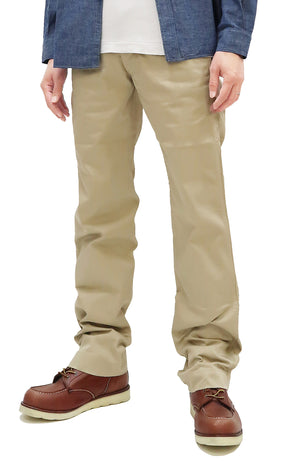 TOYS McCOY Men's Steve McQueen "The Great Escape" Reproduction Chino Pants, Military Trousers, 12.5 oz. Cotton Twill, Slim Straight Fit, Button Fly, Made in Japan (TMP2604, 040 Khaki)