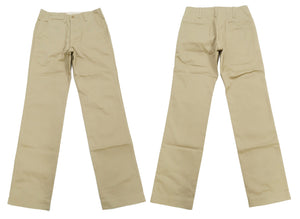 TOYS McCOY Men's Steve McQueen "The Great Escape" Reproduction Chino Pants, Military Trousers, 12.5 oz. Cotton Twill, Slim Straight Fit, Button Fly, Made in Japan (TMP2604, 040 Khaki)
