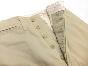 TOYS McCOY Men's Steve McQueen "The Great Escape" Reproduction Chino Pants, Military Trousers, 12.5 oz. Cotton Twill, Slim Straight Fit, Button Fly, Made in Japan (TMP2604, 040 Khaki)