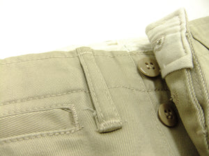 TOYS McCOY Men's Steve McQueen "The Great Escape" Reproduction Chino Pants, Military Trousers, 12.5 oz. Cotton Twill, Slim Straight Fit, Button Fly, Made in Japan (TMP2604, 040 Khaki)