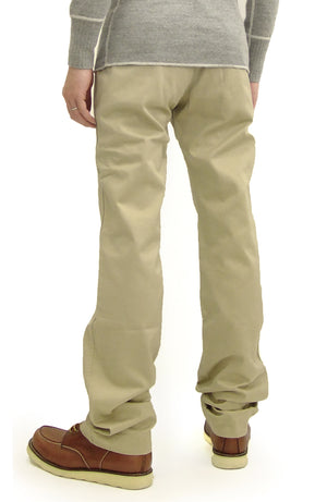 TOYS McCOY Men's Steve McQueen "The Great Escape" Reproduction Chino Pants, Military Trousers, 12.5 oz. Cotton Twill, Slim Straight Fit, Button Fly, Made in Japan (TMP2604, 040 Khaki)