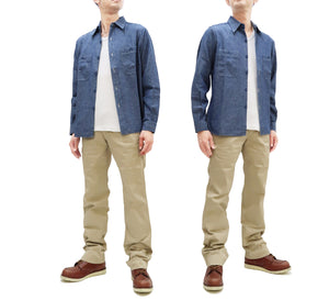 TOYS McCOY Men's Steve McQueen "The Great Escape" Reproduction Chino Pants, Military Trousers, 12.5 oz. Cotton Twill, Slim Straight Fit, Button Fly, Made in Japan (TMP2604, 040 Khaki)