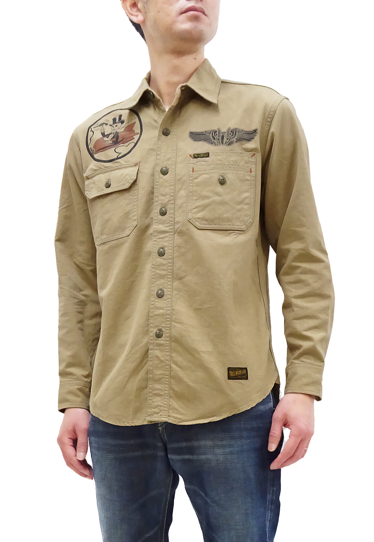 TOYS McCOY Shirt Men's Military Style Custom Printed Long Sleeve Button Up  Work Shirt TMS2301 041 Khaki