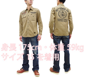 TOYS McCOY Shirt Men's Military Style Custom Printed Long Sleeve Button Up Work Shirt TMS2301 041 Khaki