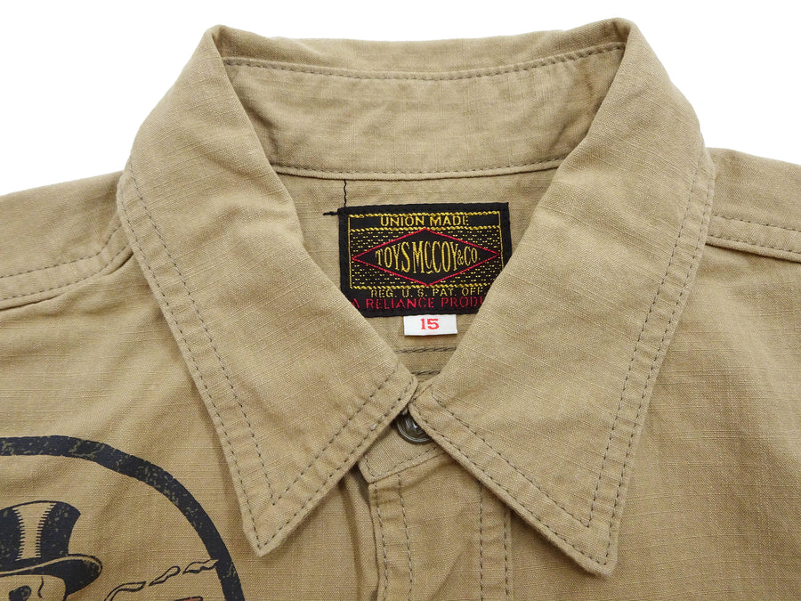 TOYS McCOY Shirt Men's Military Style Custom Printed Long Sleeve Button Up Work Shirt TMS2301 041 Khaki