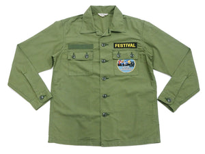TOYS McCOY Utility Shirt Men's Custom Patched Printed Long Sleeve Button Up Shirt TMS2303 160 Olive