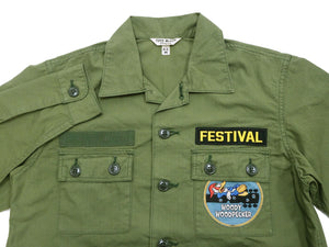 TOYS McCOY Utility Shirt Men's Custom Patched Printed Long Sleeve Button Up Shirt TMS2303 160 Olive