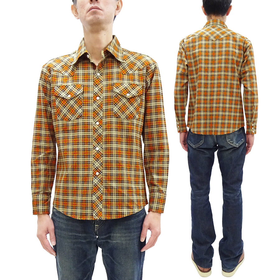 TOYS McCOY Taxi Driver Shirt Men's Long Sleeve Plaid Western Snap Shirt TMS2404 Yellow