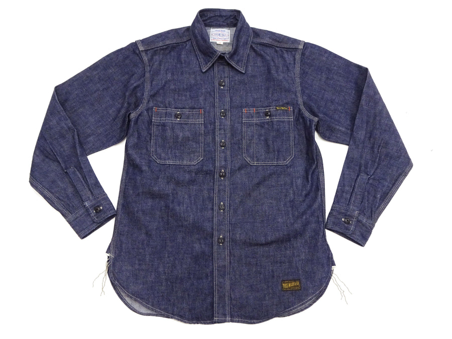 TOYS McCOY Denim Shirt Men's Casual Long Sleeve Plain 10.5 oz Indigo Denim Work Shirt TMS2406