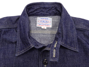 TOYS McCOY Denim Shirt Men's Casual Long Sleeve Plain 10.5 oz Indigo Denim Work Shirt TMS2406