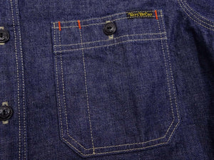 TOYS McCOY Denim Shirt Men's Casual Long Sleeve Plain 10.5 oz Indigo Denim Work Shirt TMS2406