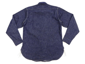TOYS McCOY Denim Shirt Men's Casual Long Sleeve Plain 10.5 oz Indigo Denim Work Shirt TMS2406