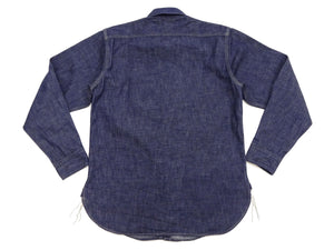 TOYS McCOY Denim Shirt Men's Casual Long Sleeve Plain 10.5 oz Indigo Denim Work Shirt TMS2406