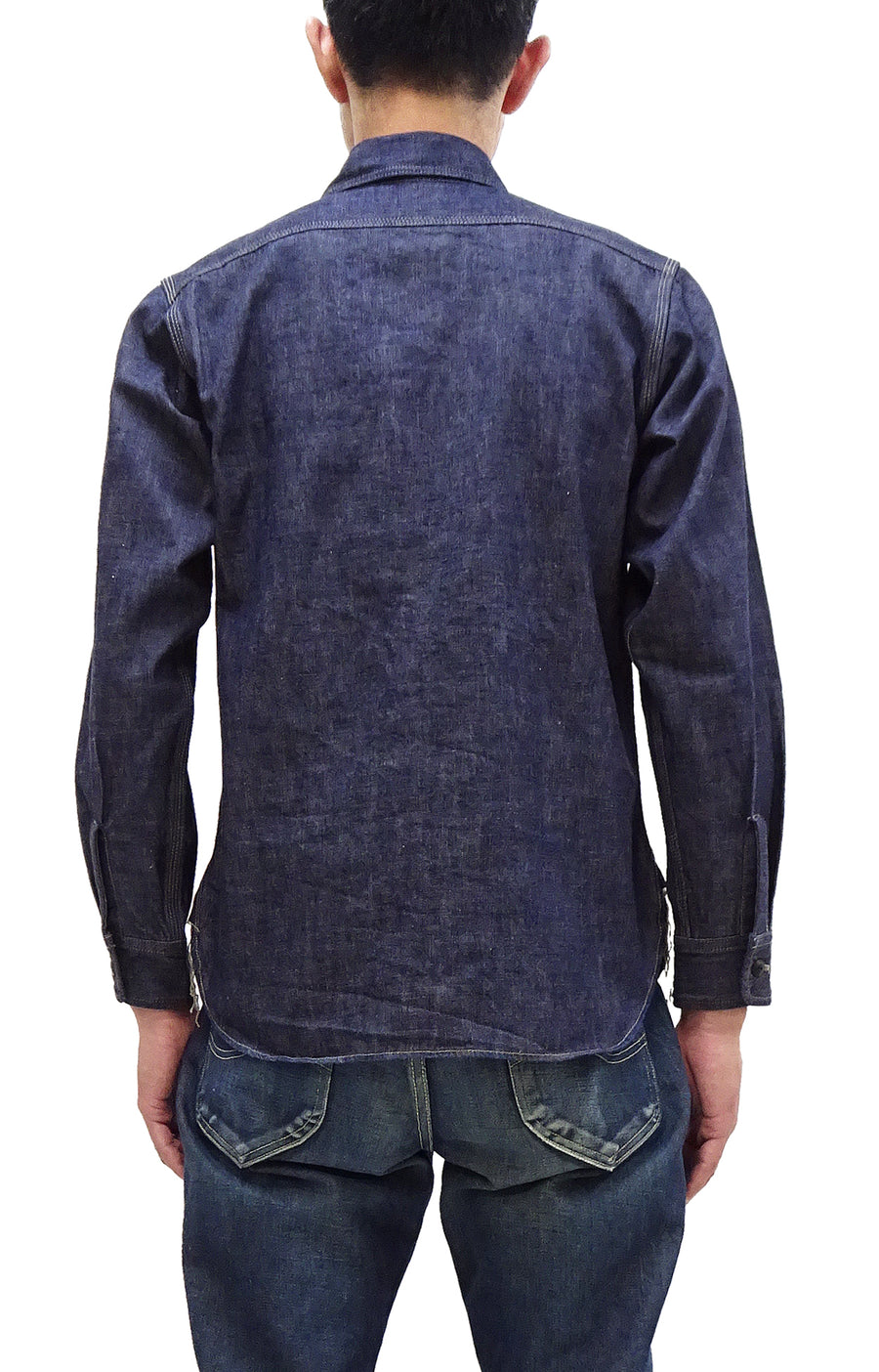 TOYS McCOY Denim Shirt Men's Casual Long Sleeve Plain 10.5 oz Indigo Denim Work Shirt TMS2406