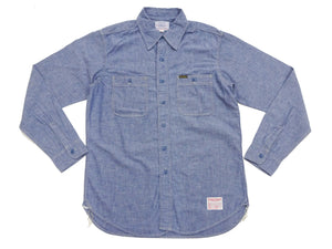 TOYS McCOY Chambray Shirt - Steve McQueen Edition, Men's Long Sleeve U.S. Navy Utility Work Shirt TMS2407 Blue