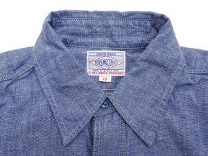TOYS McCOY Chambray Shirt - Steve McQueen Edition, Men's Long Sleeve U.S. Navy Utility Work Shirt TMS2407 Blue