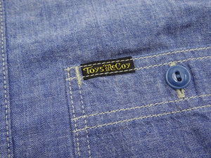 TOYS McCOY Chambray Shirt - Steve McQueen Edition, Men's Long Sleeve U.S. Navy Utility Work Shirt TMS2407 Blue