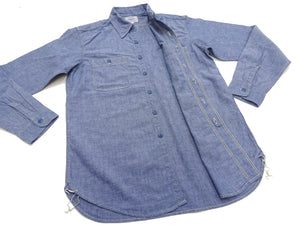 TOYS McCOY Chambray Shirt - Steve McQueen Edition, Men's Long Sleeve U.S. Navy Utility Work Shirt TMS2407 Blue