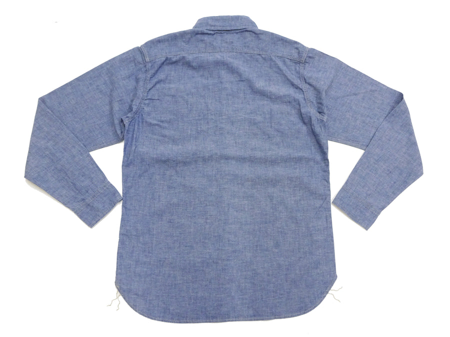 TOYS McCOY Blue Chambray Shirt Men's Steve McQueen Long Sleeve Button Up Work Shirt TMS2407