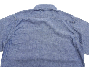 TOYS McCOY Chambray Shirt - Steve McQueen Edition, Men's Long Sleeve U.S. Navy Utility Work Shirt TMS2407 Blue