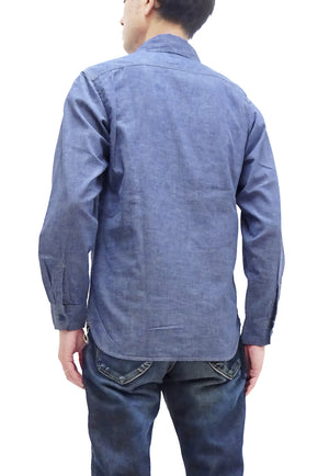 TOYS McCOY Chambray Shirt - Steve McQueen Edition, Men's Long Sleeve U.S. Navy Utility Work Shirt TMS2407 Blue