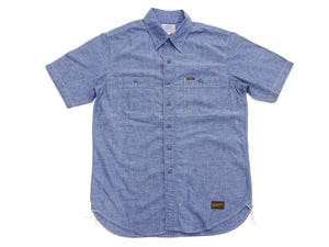 TOYS McCOY Men's Short-Sleeve Blue Chambray Shirt - Classic U.S. Navy Utility Shirt Style Work Shirt TMS2507