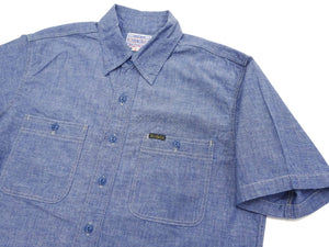 TOYS McCOY Men's Short-Sleeve Blue Chambray Shirt - Classic U.S. Navy Utility Shirt Style Work Shirt TMS2507