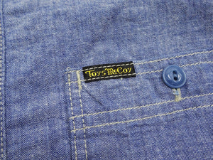 TOYS McCOY Men's Short-Sleeve Blue Chambray Shirt - Classic U.S. Navy Utility Shirt Style Work Shirt TMS2507