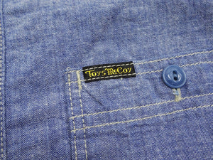 TOYS McCOY Men's Short-Sleeve Blue Chambray Shirt - Classic U.S. Navy Utility Shirt Style Work Shirt TMS2507