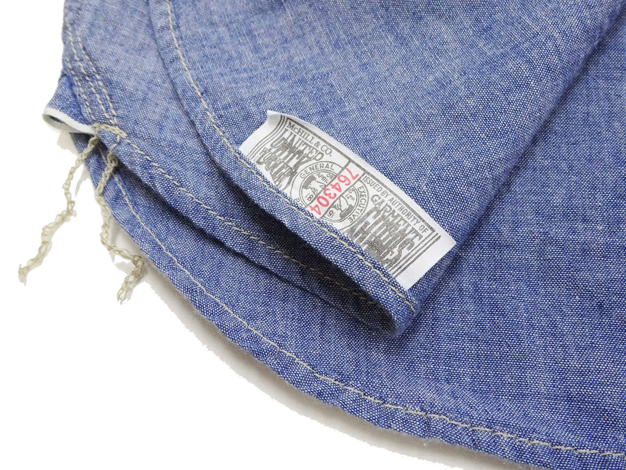 TOYS McCOY Men's Short-Sleeve Blue Chambray Shirt - Classic U.S. Navy Utility Shirt Style Work Shirt TMS2507