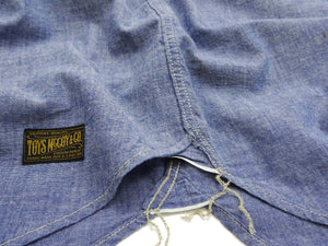 TOYS McCOY Men's Short-Sleeve Blue Chambray Shirt - Classic U.S. Navy Utility Shirt Style Work Shirt TMS2507