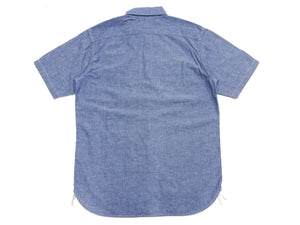 TOYS McCOY Men's Short-Sleeve Blue Chambray Shirt - Classic U.S. Navy Utility Shirt Style Work Shirt TMS2507