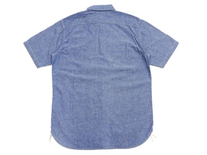 TOYS McCOY Men's Short-Sleeve Blue Chambray Shirt - Classic U.S. Navy Utility Shirt Style Work Shirt TMS2507