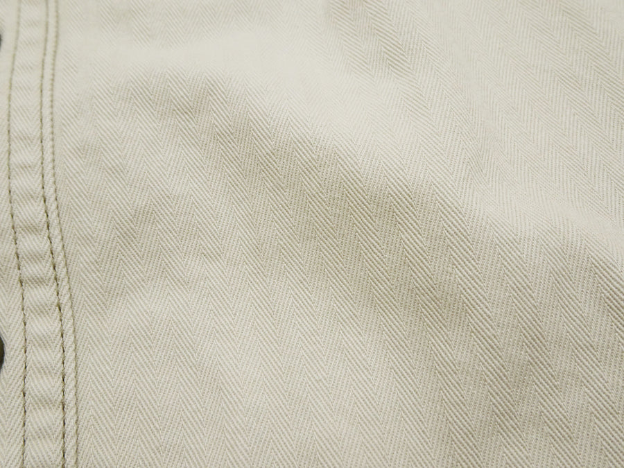 TOYS McCOY Men's Long-Sleeve Solid-Color Work Shirt - Vintage-Inspired Heavyweight Cotton Herringbone Twill (HBT), Made in Japan (TMS2508 040 Ivory)