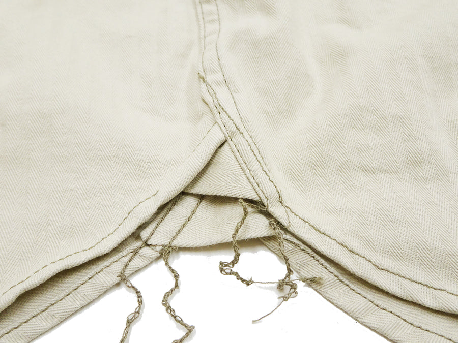 TOYS McCOY Men's Long-Sleeve Solid-Color Work Shirt - Vintage-Inspired Heavyweight Cotton Herringbone Twill (HBT), Made in Japan (TMS2508 040 Ivory)