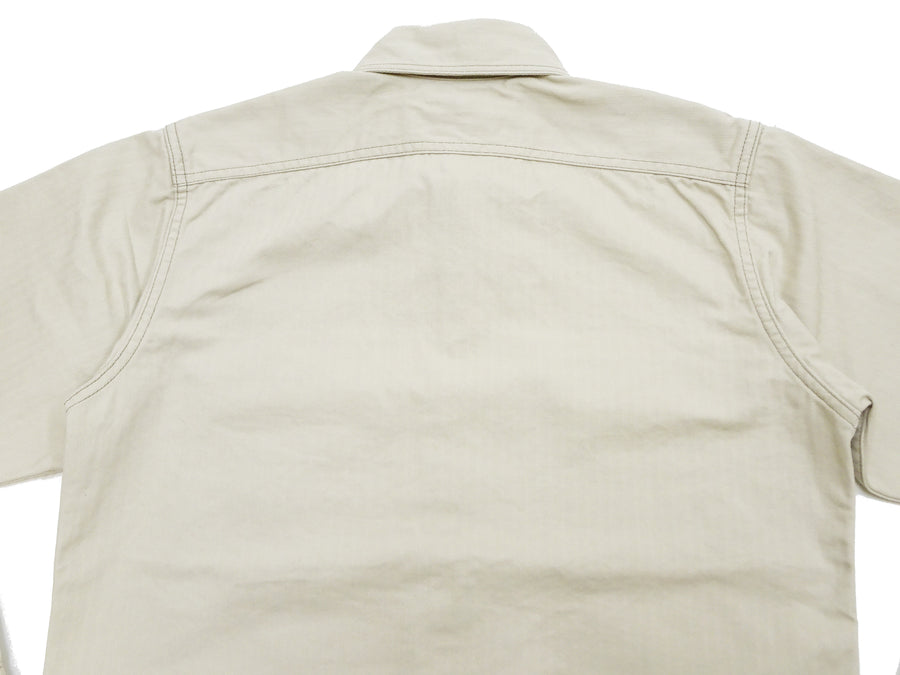 TOYS McCOY Men's Long-Sleeve Solid-Color Work Shirt - Vintage-Inspired Heavyweight Cotton Herringbone Twill (HBT), Made in Japan (TMS2508 040 Ivory)