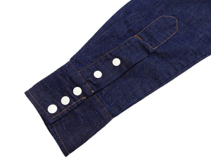 TOYS McCOY Men's Long Sleeve Denim Western Shirt, Steve McQueen "Nevada Smith" Inspired, 8 oz One-Wash Deep Indigo, Snap-Front, Made in Japan (TMS2601)
