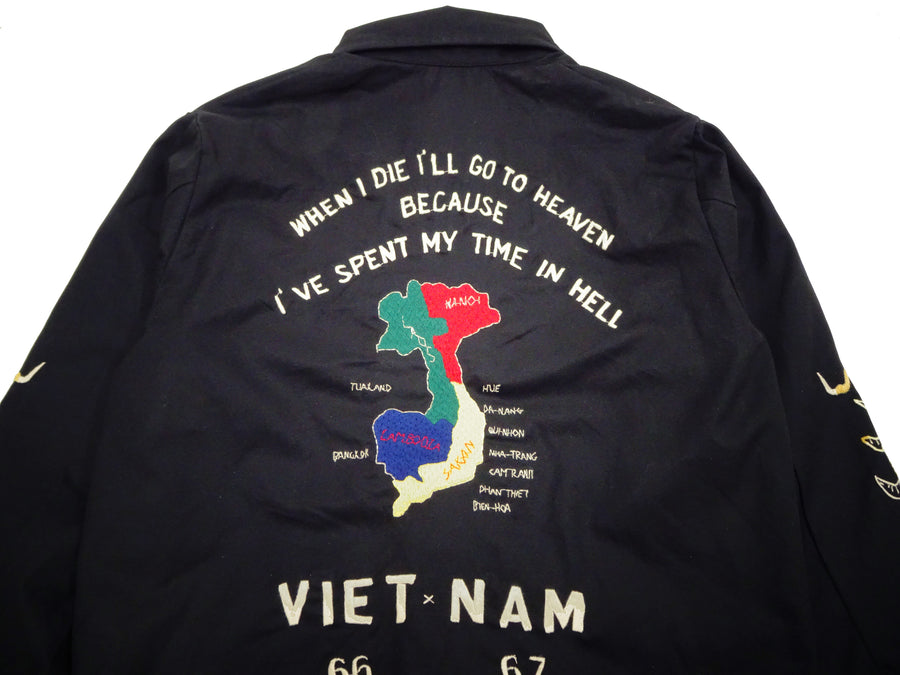Tailor Toyo Jacket Men's US Military Embroidered Vietnam War Souvenir Tour Jacket TT15493 Black