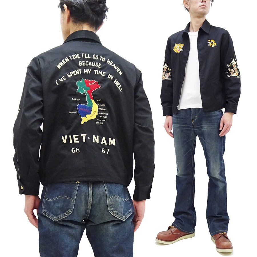 Tailor Toyo Jacket Men's US Military Embroidered Vietnam War Souvenir Tour Jacket TT15493 Black