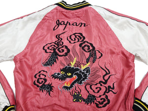 Tailor Toyo Sukajan Jacket Men's Japanese Souvenir Jacket Japan Roaring Tiger x Black Dragon Embroidery TT15542 TT15542-125 Blue x Pink