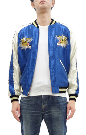 Tailor Toyo Sukajan Jacket Men's Japanese Souvenir Jacket Japan Roaring Tiger x Black Dragon Embroidery TT15542 TT15542-125 Blue x Pink