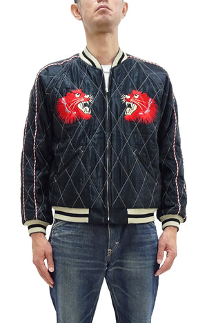 Tailor Toyo Japanese Souvenir Jacket TT15543 Men's Casual Acetate Quilted Sukajan Red Tiger x Japan Map TT15543-119