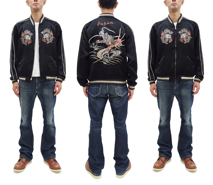 KOSHO & CO. Jacket Tailor Toyo Sukajan Men's Japanese Souvenir Jacket Silver Dragon x Tangled Dragons Embroidery TT15619 TT15619-119