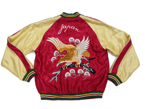 Tailor Toyo Sukajan Jacket TT15790 - Men's Satin Reversible Embroidered Japanese Souvenir Jacket - TT15790-170 Eagle x Blue Tiger Wine x Silver