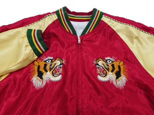 Tailor Toyo Sukajan Jacket TT15790 - Men's Satin Reversible Embroidered Japanese Souvenir Jacket - TT15790-170 Eagle x Blue Tiger Wine x Silver