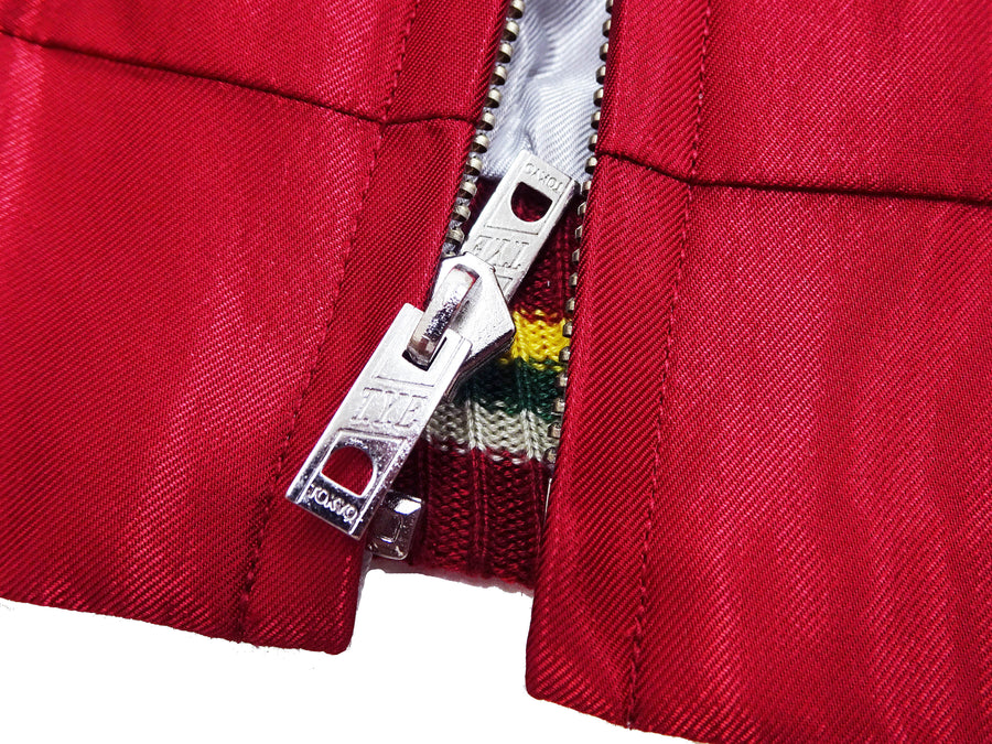 Tailor Toyo Sukajan Jacket TT15790 - Men's Satin Reversible Embroidered Japanese Souvenir Jacket - TT15790-170 Eagle x Blue Tiger Wine x Silver
