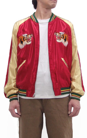 Tailor Toyo Sukajan Jacket TT15790 - Men's Satin Reversible Embroidered Japanese Souvenir Jacket - TT15790-170 Eagle x Blue Tiger Wine x Silver